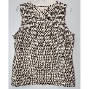 Liz Claiborne Sleeveless Top Women XL Black White Excellent Geometric Chevron